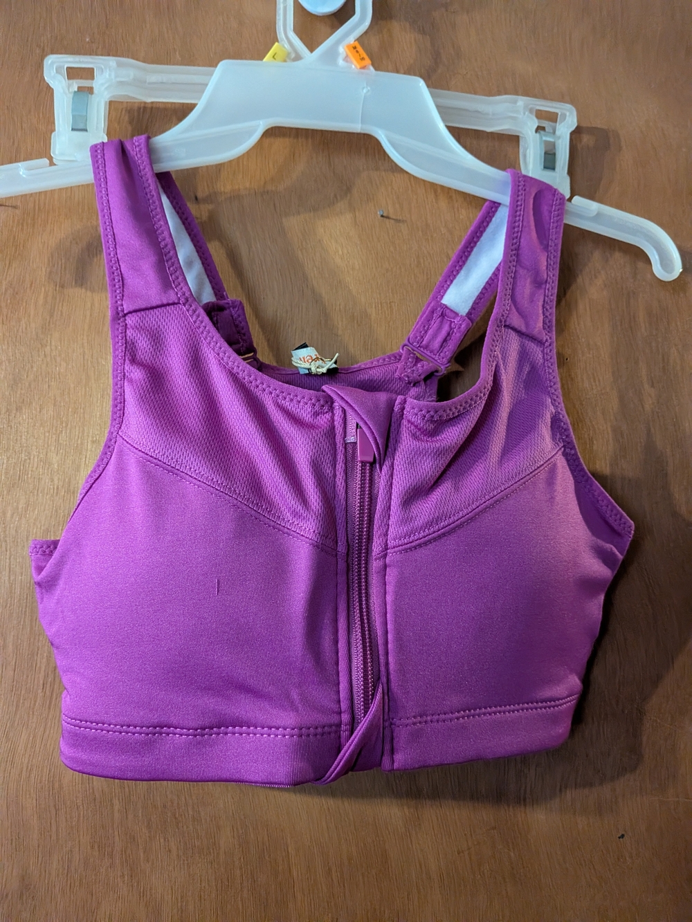 Front-Zip Purple Support Sports Bra